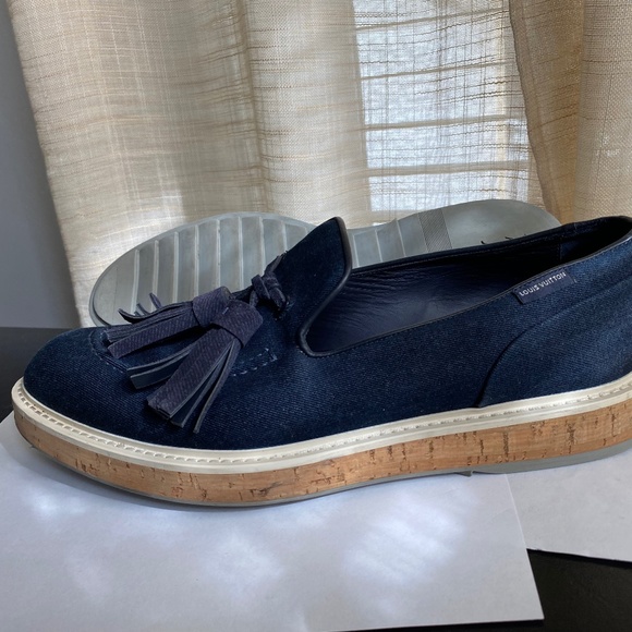 Louis Vuitton denim blue canvas Men’s loafers 9 mens -11womens slip-on moccasins main image 9